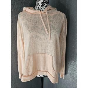 Vintage Women's Weatherproof Sweater Pullover Hooded Size Large Peach High/Low